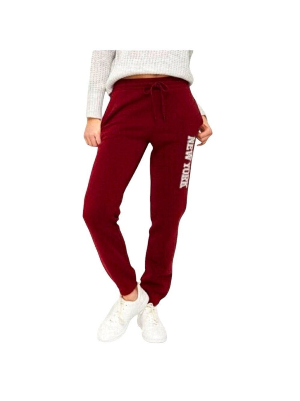 2/$10 Ardene Burgundy Graphic Joggers XS